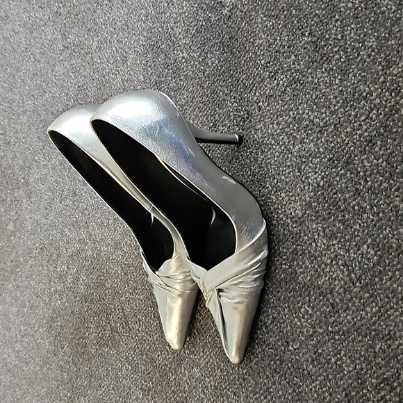 Maje Silver Leather Heels - Picture 2 of 5
